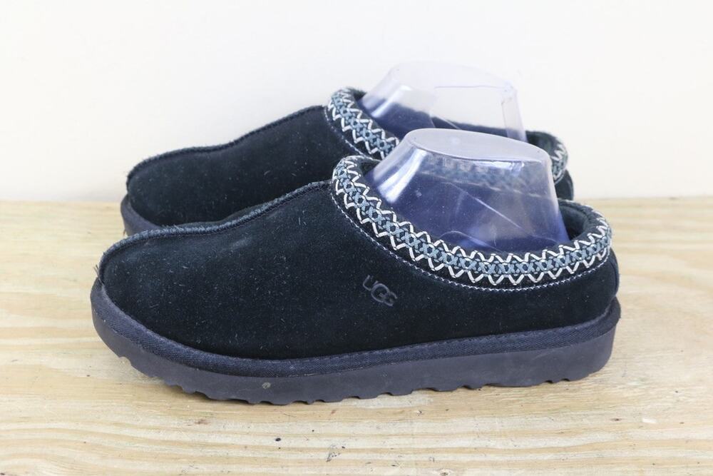 Ugg Slippers Womens 8 Braid Black Suede Naval Tasman II Clogs Mules Shoes